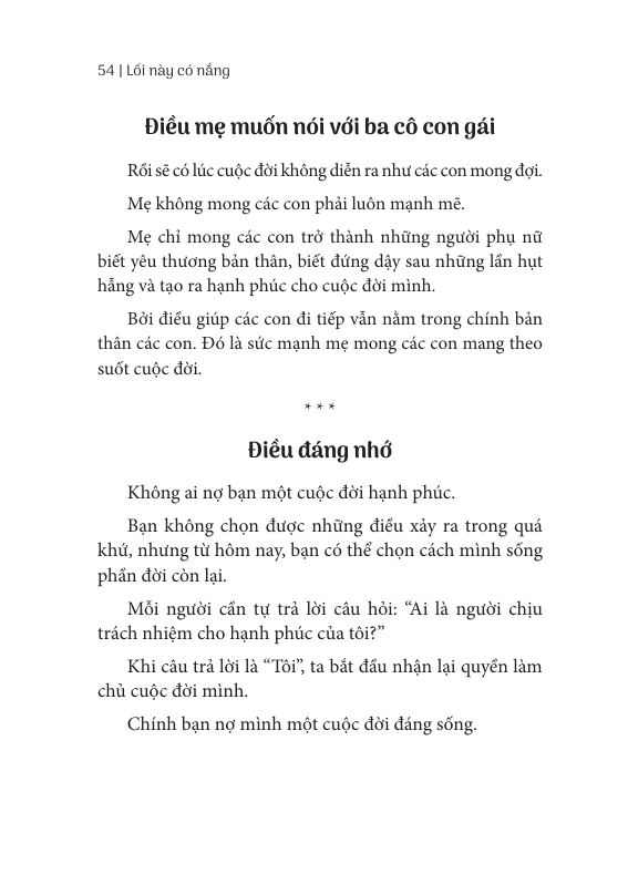 Trang 54 sách Lối này có nắng – Chính bạn nợ mình một cuộc đời đáng sống