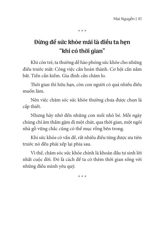 Trang 41 sách Lối này có nắng – Đừng để sức khỏe mãi là điều hẹn lại