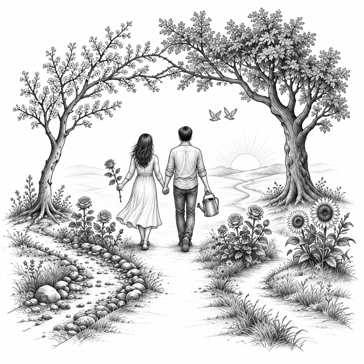 Người phụ nữ mở cánh cửa về phía ánh sáng